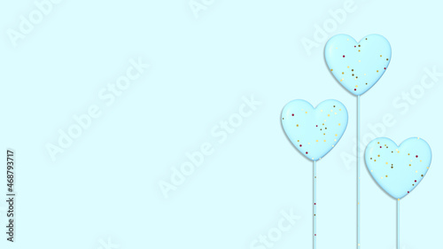 Blue background with pink hearts and glitter 