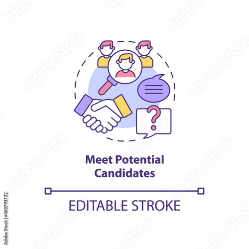Meet potential candidates concept icon. Attracting talents abstract idea thin line illustration. Offer opportunities. Hiring process. Vector isolated outline color drawing. Editable stroke