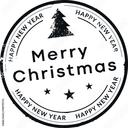 “Merry Christmas” vector stamp. Element isolated on white background.