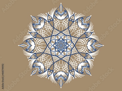 Mandala decoration ornament, isolated design element background. Tribal ethnic fashion motif for paper, textile, cloth fabric print. Digital art illustration