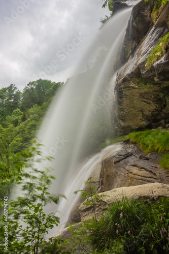 The big waterfall of Noasca, Piedmont in Italy photo