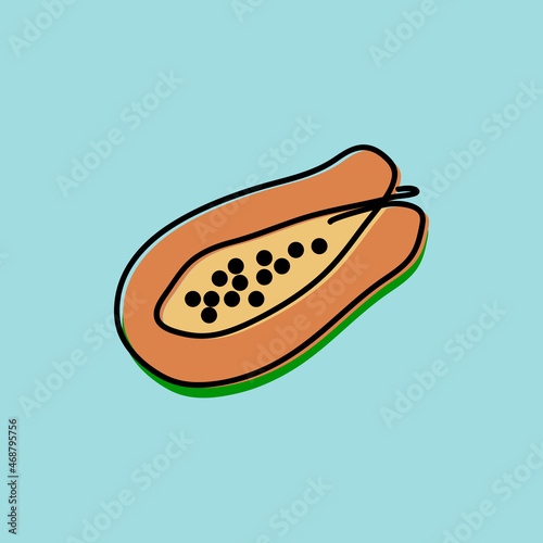 Print fresh papaya fruit icon, suitable for icons, t-shirt design, add to the icon collection. easy to apply