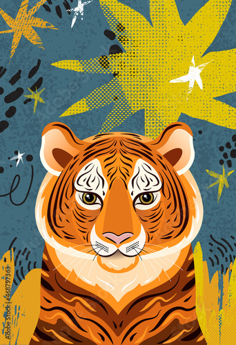 Trendy greeting card - Year of the Tiger (ID: 468797363)