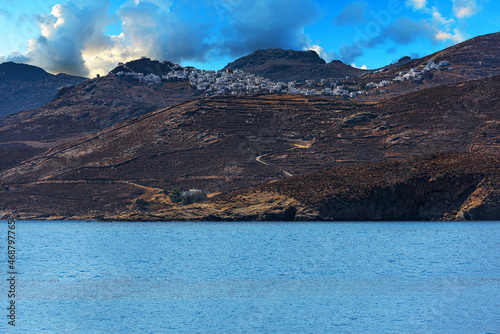 a greece mountain village on an island in the aegis