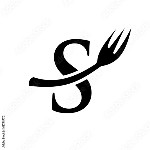 Restaurant Logo Template On Letter S. Letter S Restaurant Logo Sign Design photo