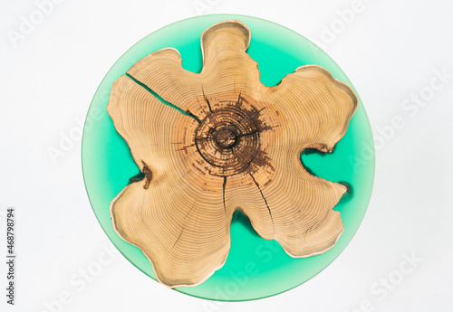 epoxy table with marine hue, wood texture