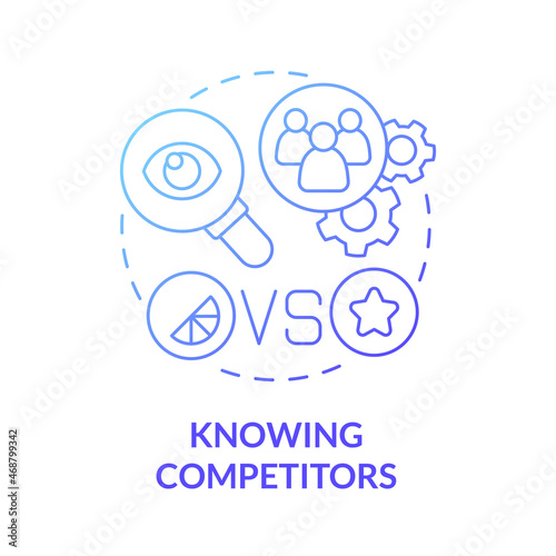 Knowing competitors blue gradient concept icon. Analyze competitive market for efficient company promo. Brand planning abstract idea thin line illustration. Vector isolated outline color drawing