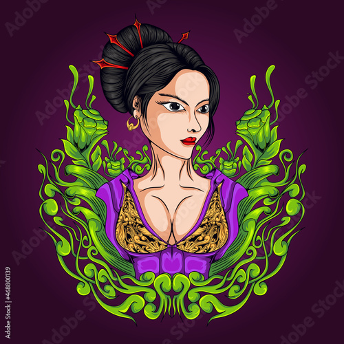 Geisha Japan Women Illustration Design