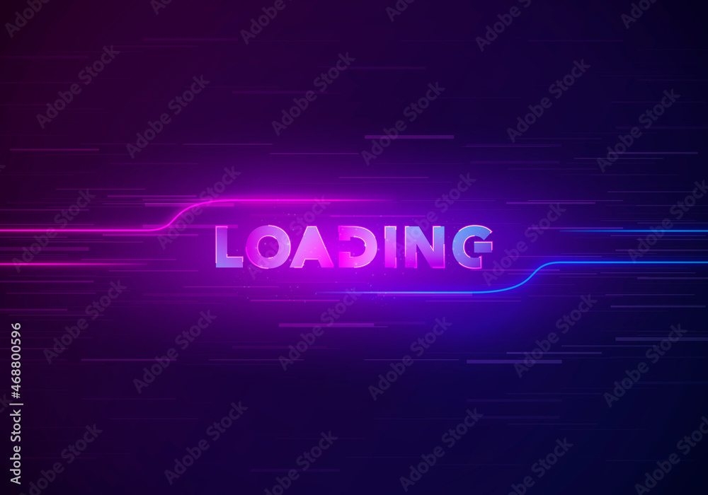Vector Illustration Cyber Loading Screen In Neon Color