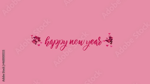 happy new year text animation with hearts, Happy Christmas
