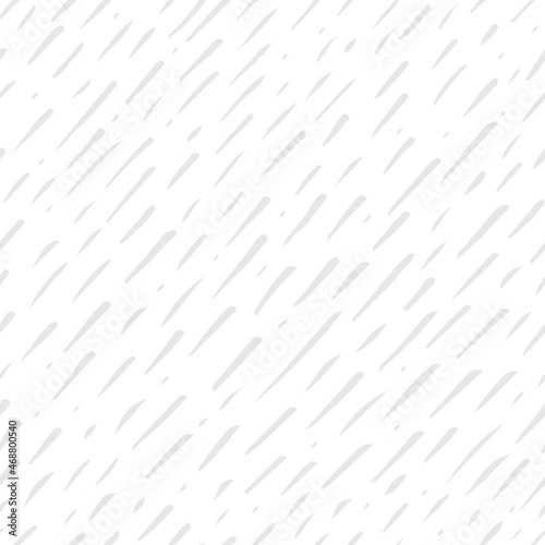 Rain seamless pattern isolated on white background. Overlay transparent texture elements. Hand-drawn ink brushes graphic design. Nature weather backdrop. Gray blue illustration