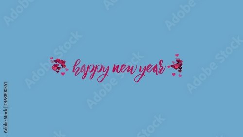 happy new year text animation with hearts, Happy Christmas