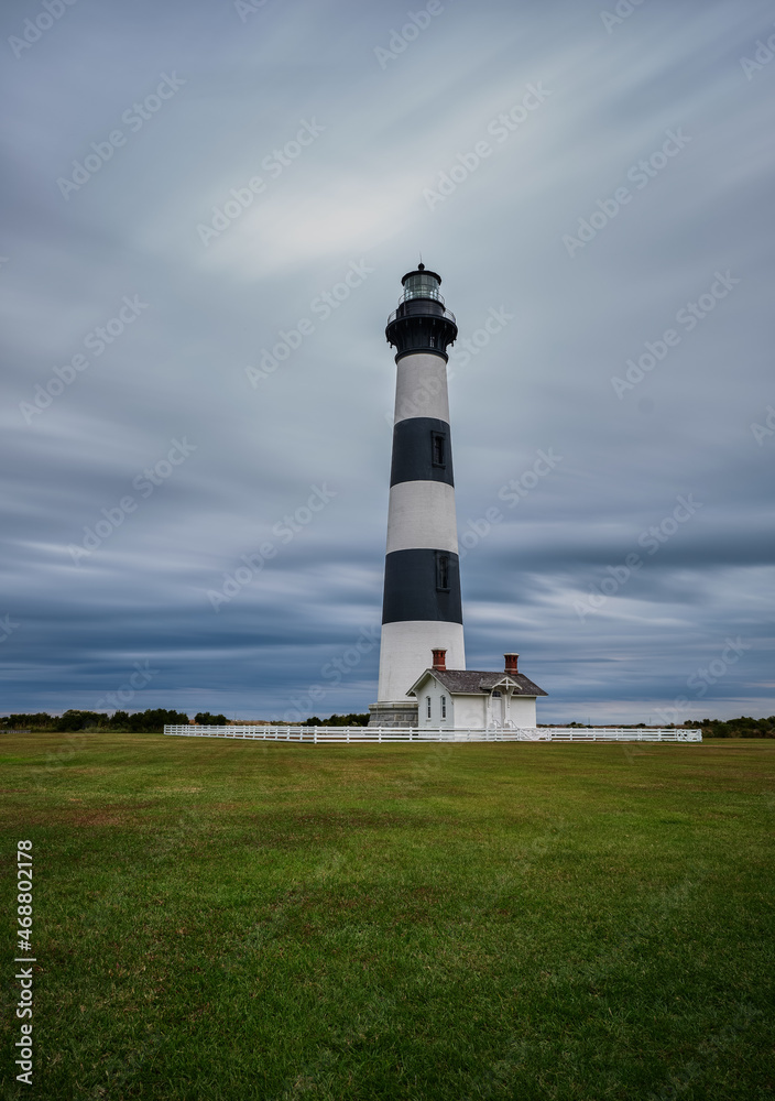 The historic and beautiful Bodi Island Lighthouse located on Bodie Island in North Carolina's Outer Banks