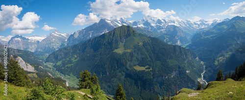 view to Mannlichen mountain and bernese Alps  from Schynige Platte