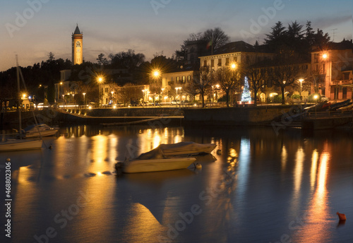 winter sunset on Lesa, a charming village on the Sempione road overlooking Lake Maggiore,Italy.