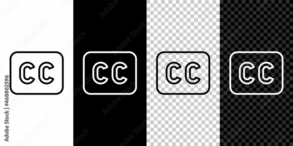 Set line Subtitles icon isolated on black and white, transparent background. Vector Set line Subtitles icon isolated on black and white, transparent background. Vector