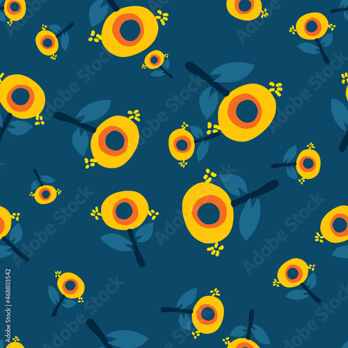 Floral art, Flowers and leaf Seamless pattern, Vector illustration.