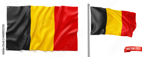 Vector realistic illustration of belgian flags on a white background.
