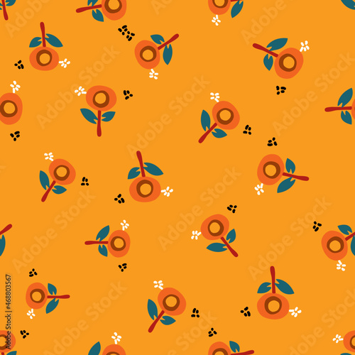 Floral art, Flowers and leaf Seamless pattern, Vector illustration.