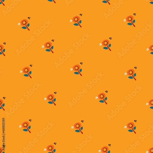 Floral art, Flowers and leaf Seamless pattern, Vector illustration.
