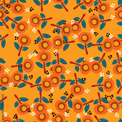 Floral art, Flowers and leaf Seamless pattern, Vector illustration.