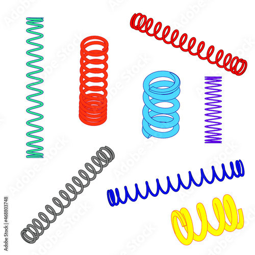 compression spring all color vector illustration