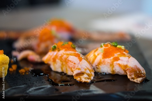 Sushi salmon. Traditional Japanese food