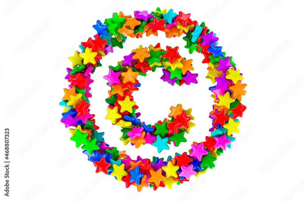 Copyright symbol from colored stars, 3D rendering Copyright symbol from colored stars, 3D rendering