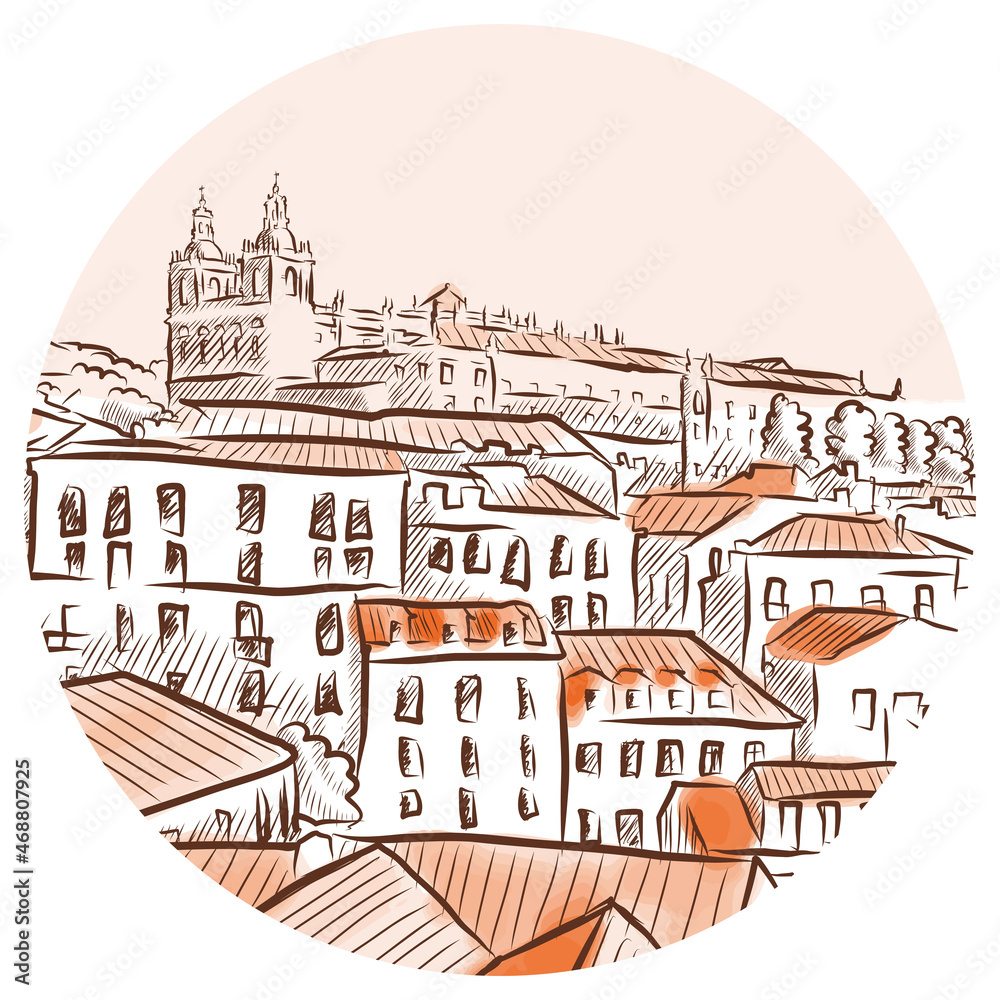 Lisbon city view drawing