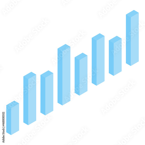 Business blue analysis symbols for reports and presentations. Isometric data. Vector illustration isolated	on white