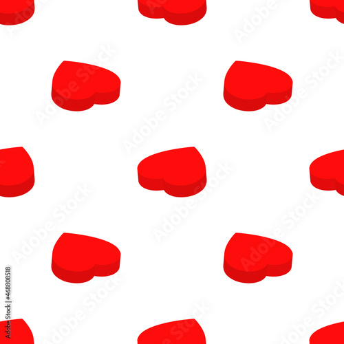 Isometric hearts seamless pattern. Romantic red gift box white background. Love vector illustration.