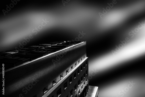 Black and white buildings