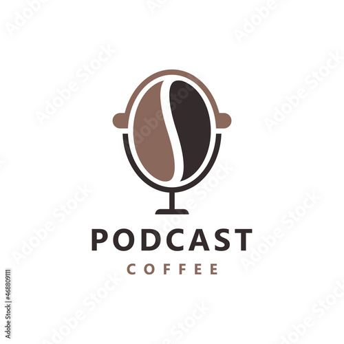 Coffee Seed Podcast with Headphone Logo Design