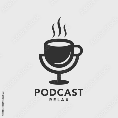 Coffee Cup Podcast Logo Design Minimalist Design