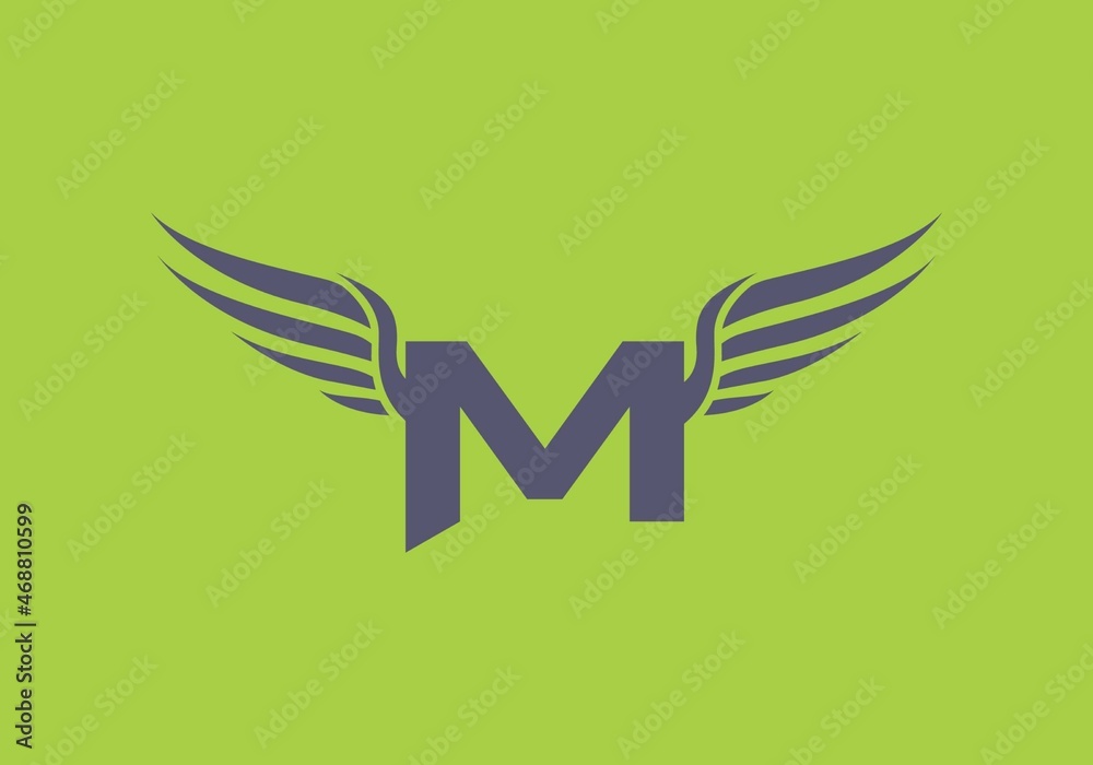 Unique shape of AM initial letter with wings Unique shape of AM initial letter with wings