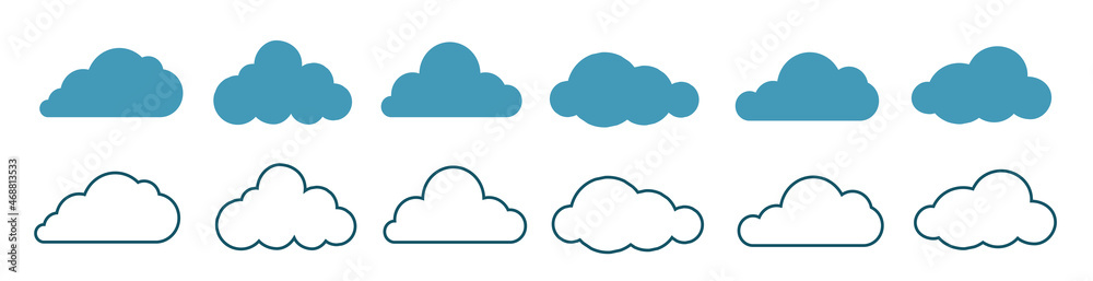 Big Cloud Flat two colour minimal icon set. Big Cloud Flat two colour minimal icon set.