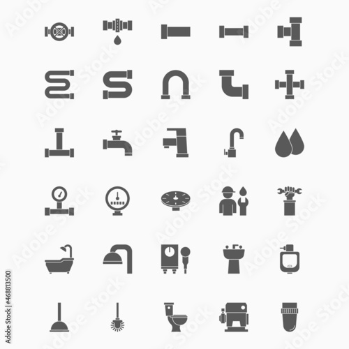 plumbing icon set, plumber vector, water illustration
