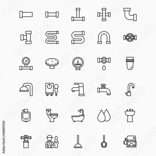 plumbing icon set, plumber vector, water illustration
