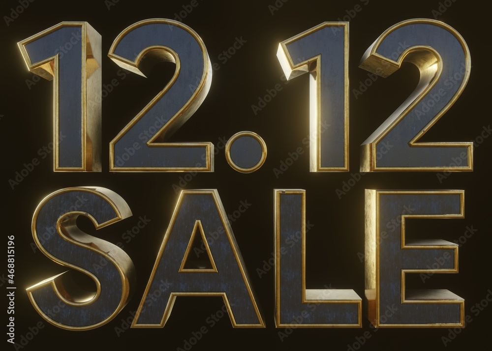 Gold texture 12.12 sale text promotion website banner heading design on graphic black isolated background for banner or poster. Sale and Discounts Concept. Gold texture 12.12 sale text promotion website banner heading design on graphic black isolated background for banner or poster. Sale and Discounts Concept.