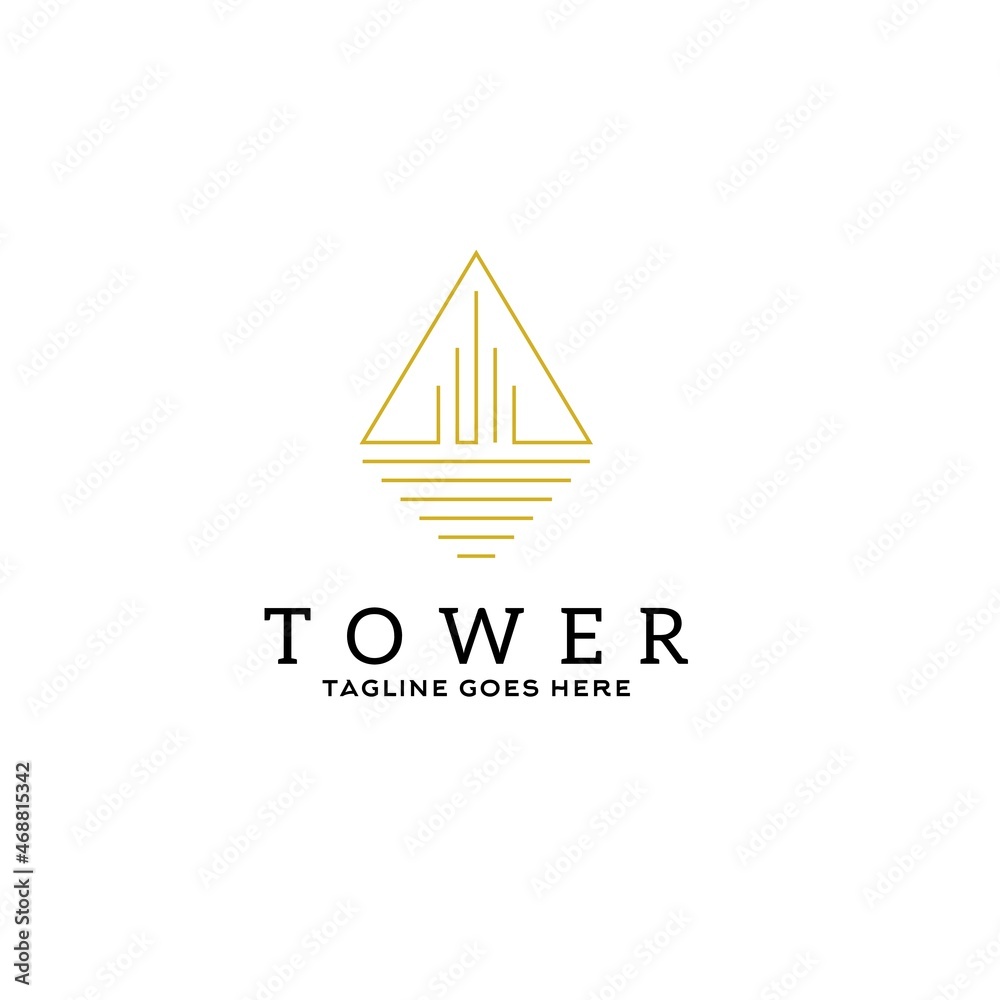 line art outline geometric high tower building logo icon vector template, line art outline geometric high tower building logo icon vector template,