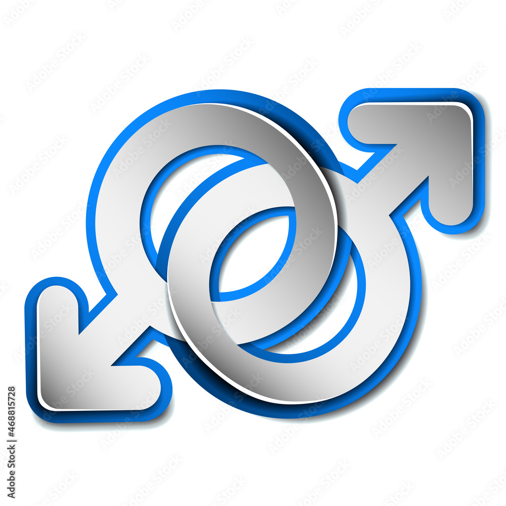 Paper male linked gender icons like symbol of homosexual couple.