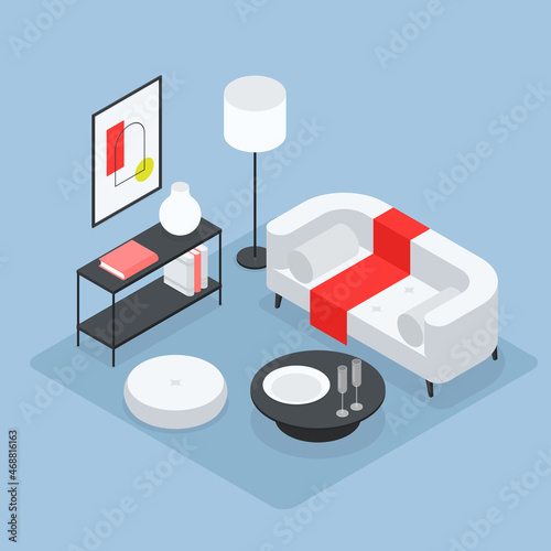 Isometric Modern Living Room Illustration