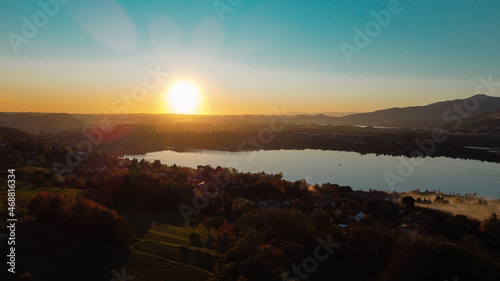 Drone view of northern Italy lakes