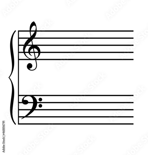 classic treble and bass music stave staff