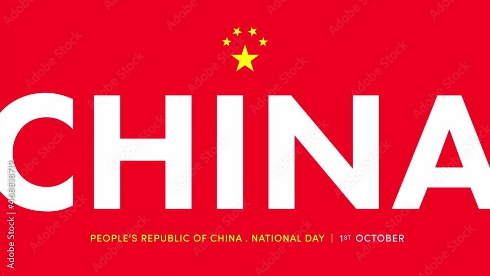 National Day of China, People's Republic of China, 1 of October. Flag, red background and yellow stars 4K National Day of China, People's Republic of China, 1 of October. Flag, red background and yellow stars 4K
