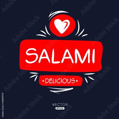 Creative (Salami) logo, type of Italian cured sausage, vector illustration.