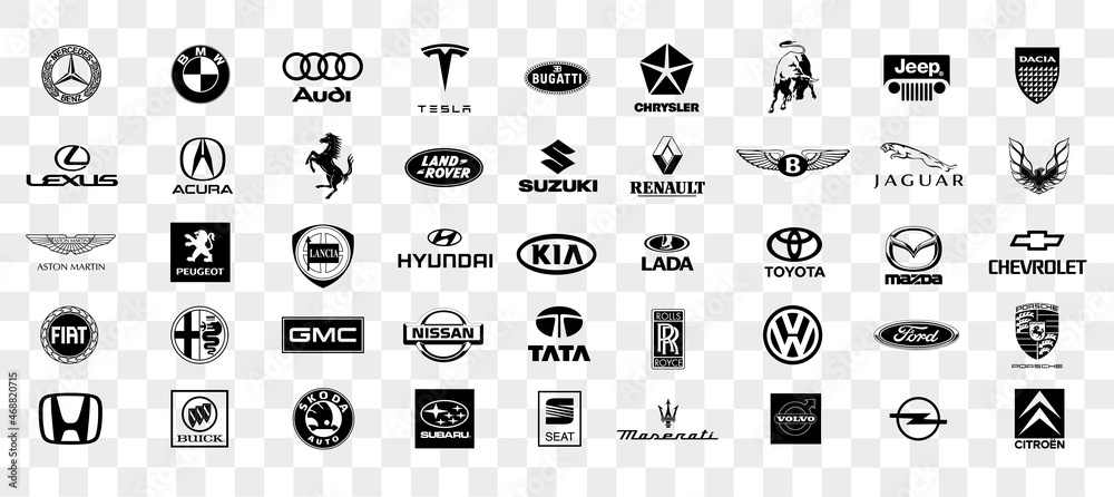 Car brands collection. Car brand logo. Vector car emblem Stock Vector
