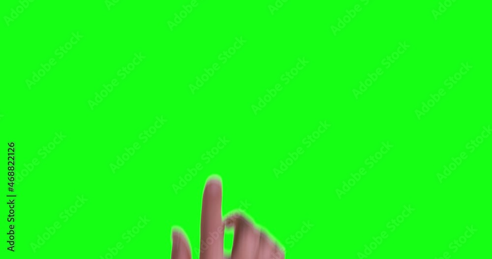 Touch Screen Finger Gestures on green screen. A finger taps and swipes numerous times to simulate interacting with a mobile device. Fully keyed out with an alpha channel. green screen background. 4K.