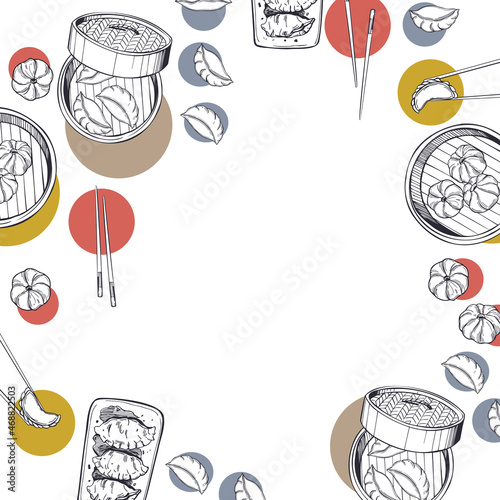 Vector background. with dim sum set.
