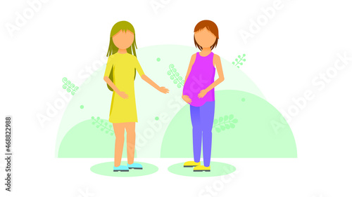 Abstract Flat Woman At A Gynecologist's Appointment Medic Cartoon People Character Pregnant Concept Illustration Vector Design Style Healthcare Diagnosis Clinic